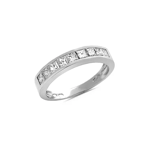 Alliance Demi-Tour Diamants Princess  sertis Rail en Or Blanc 