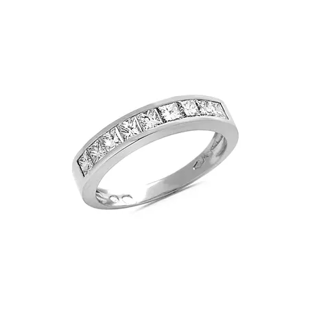 Alliance Demi-Tour Diamants Princess  sertis Rail en Or Blanc 