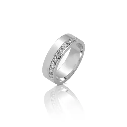 Alliance Demi-Tour Diamants Brillant  en Or Blanc 