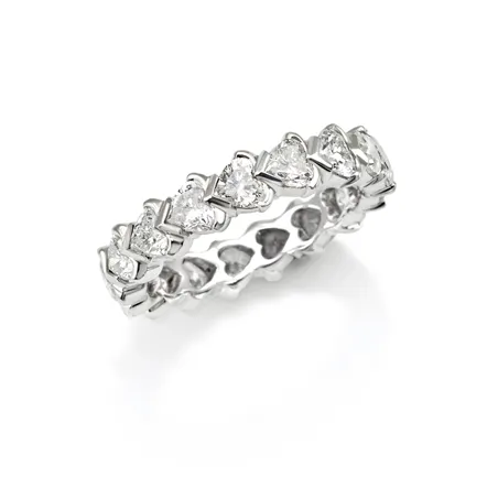 Alliance Tour Complet Diamants Cœur  en Or Blanc 