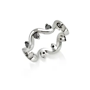 Alliance Tour Complet Diamants noir  en Or Blanc 