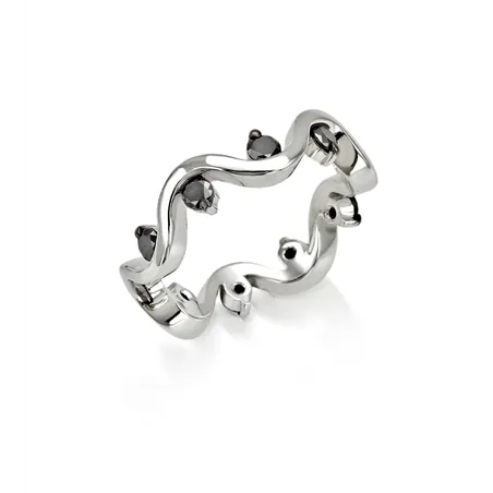 Alliance Tour Complet Diamants noir  en Or Blanc 