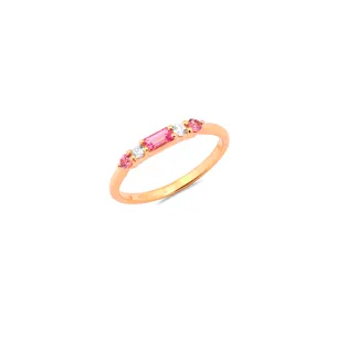 Alliance Demi-Tour Saphir Rose Brillant  et Diamants Brillant  en Or Jaune 