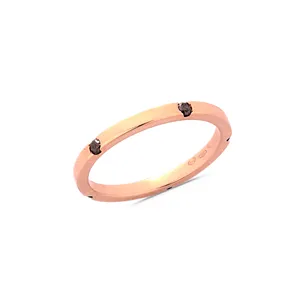 Alliance Luciole Demi-Tour Diamants noirs Brillant  en Or Rose 