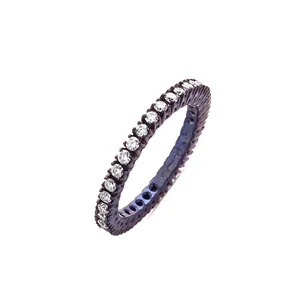 Alliance Tour Complet Diamants Brillant  en Or Rhodié Bleu 