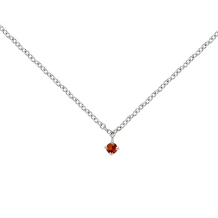 Collier La Délicatesse Citrine 0.06ct en Or Blanc 750 mill. 40cm