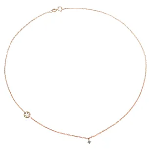 Collier La Délicatesse Diamant 0.05ct Chaine Motif Flocon en Or Rose 750 mill. 40cm 