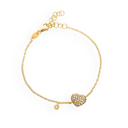Bracelet La Delicatesse Diamats 0.17ct Motif Cœur en Or Jaune 750 mill.
