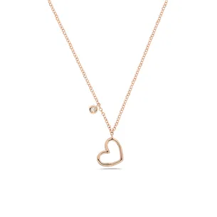 Collier La Délicatesse Diamant 0.02ct Coeur Ajouré en Or Jaune 750 mill.