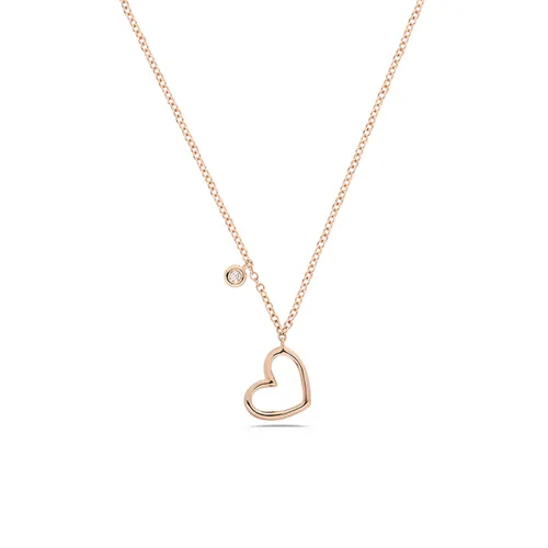 Collier La Délicatesse Diamant 0.02ct Coeur Ajouré en Or Jaune 750 mill.