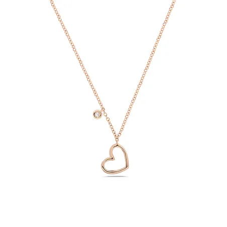 Collier La Délicatesse Diamant 0.02ct Coeur Ajouré en Or Jaune 750 mill.