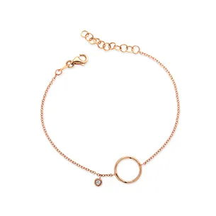 Bracelet La Délicatesse Diamant 0.02ct Motif Cercle en Or Rose 750 mill.