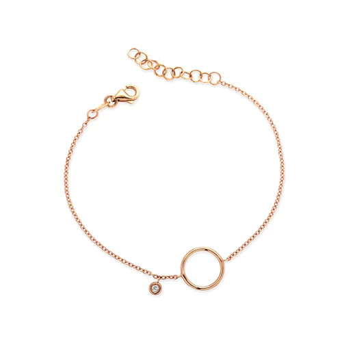 Bracelet La Délicatesse Diamant 0.02ct Motif Cercle en Or Rose 750 mill.