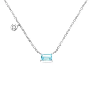 Collier La Délicatesse Topaze 0.33ct et Diamant 0.015ct en Or Blanc 750 mill.