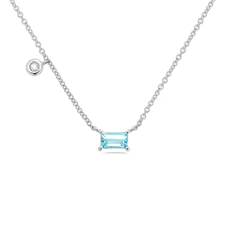 Collier La Délicatesse Topaze 0.33ct et Diamant 0.015ct en Or Blanc 750 mill.
