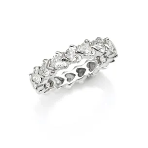 Alliance Tour Complet Diamants Cœur  en Or Blanc 