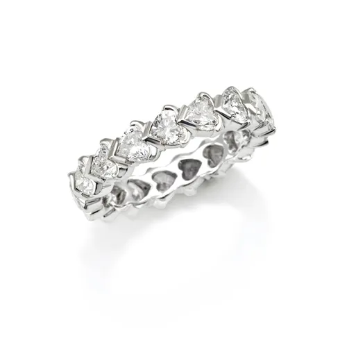 Alliance Tour Complet Diamants Cœur  en Or Blanc 