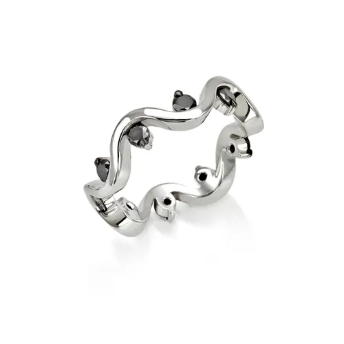 Alliance Tour Complet Diamants noir  en Or Blanc 