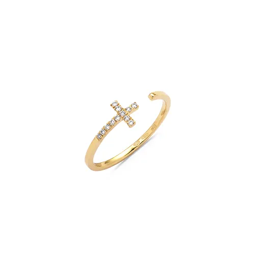 Bague Ouverte Croix Diamants en Or 