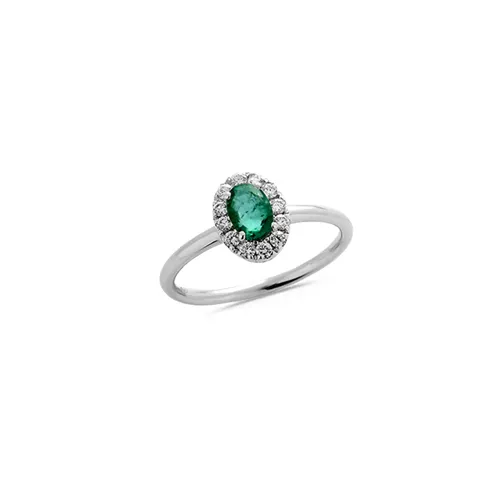 Bague Emeraude entourage Diamants en Or 