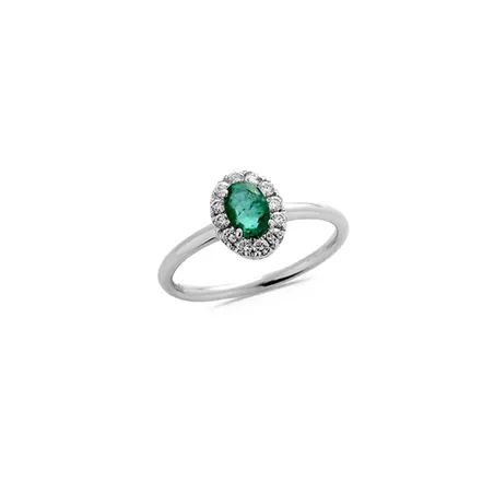Bague Emeraude entourage Diamants en Or 