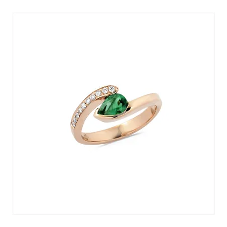 Bague Emeraude entourage Diamants en Or 
