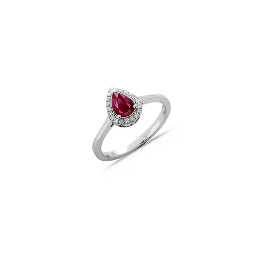 Bague Rubis entourage Diamants en Or 