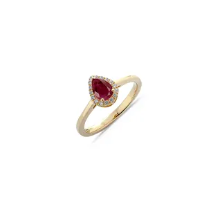 Bague Rubis entourage Diamants en Or