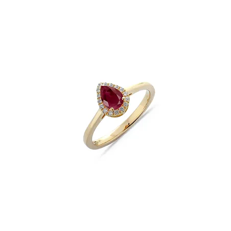 Bague Rubis entourage Diamants en Or