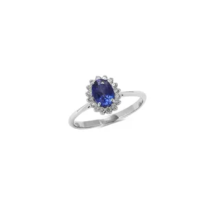 Bague Saphir entourage Diamants en Or