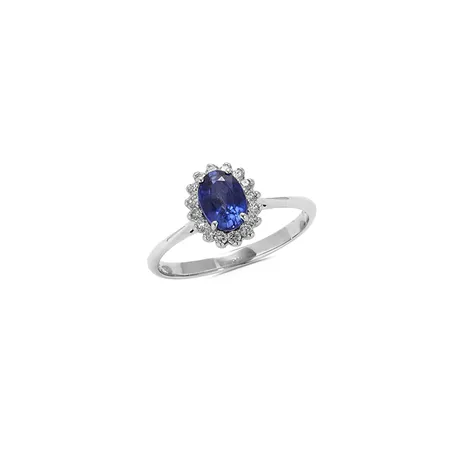 Bague Saphir entourage Diamants en Or