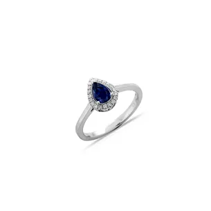 Bague Saphir Bleu  et Diamants en Or 