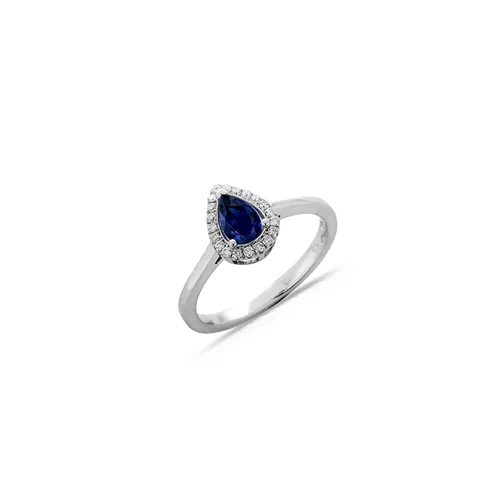 Bague Saphir Bleu  et Diamants en Or 