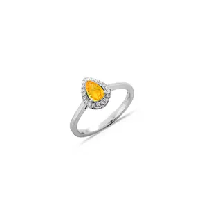 Bague Saphir Jaune et Diamants en Or