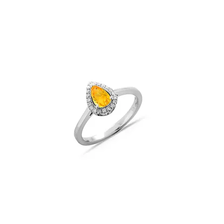 Bague Saphir Jaune et Diamants en Or