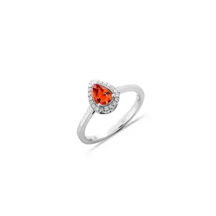 Bague Saphir Orange et Diamants en Or