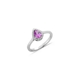 Bague Saphir Rose et Diamants en Or