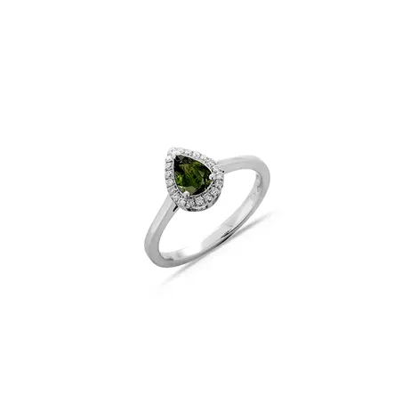 Bague Saphir Vert et Diamants en Or