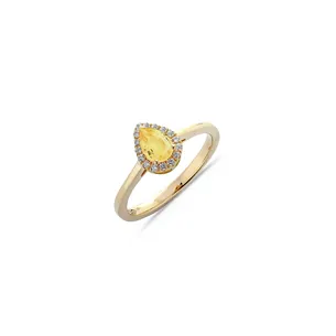 Bague Saphir Jaune et Diamants en Or