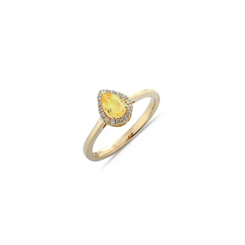 Bague Saphir Jaune et Diamants en Or