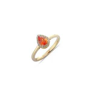 Bague Saphir Orange et Diamants en Or