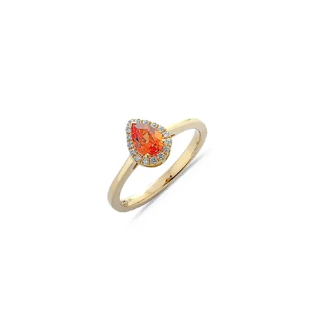 Bague Saphir Orange et Diamants en Or