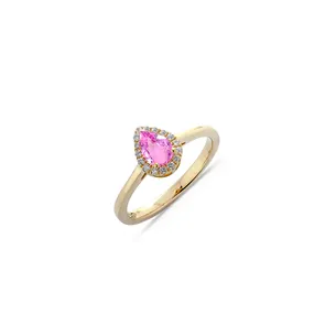Bague Saphir Rose et Diamants en Or