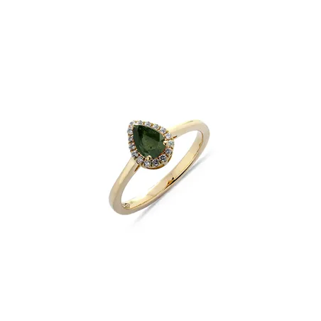 Bague Saphir Vert et Diamants en Or