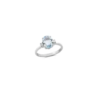 Bague Aigue Marine et Diamants en Or 
