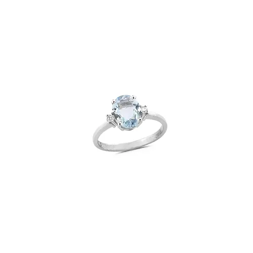 Bague Aigue Marine et Diamants en Or 