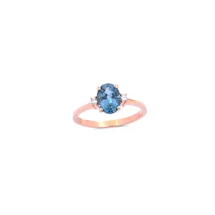 Bague Topaze Blue London et Diamants en Or 