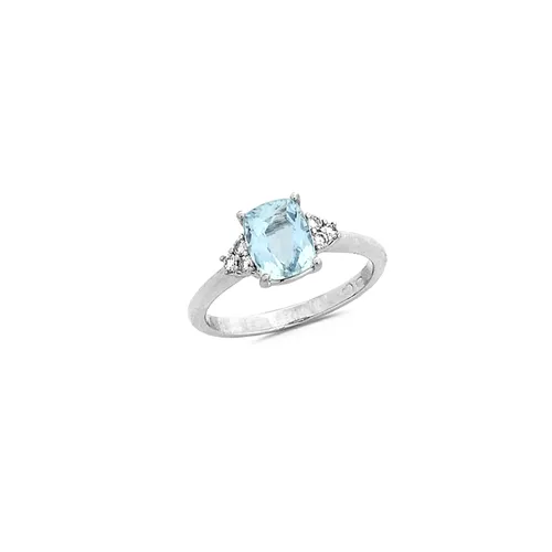 Bague Aigue Marine et Diamants en Or