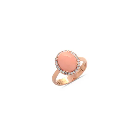 Bague Corail entourage Diamants en Or