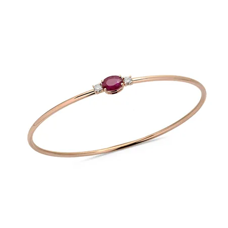 Bracelet Jonc Rubis Oval et Diamants en Or 